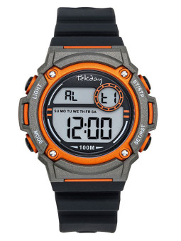 Montre Tekday Sport noire orange homme
