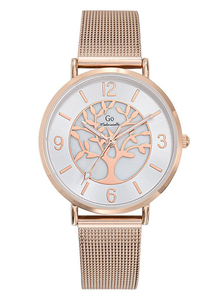 Montre femme Go milanais doré rose arbre de vie