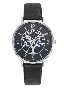 Montre femme Go cuir noir arbre de vie