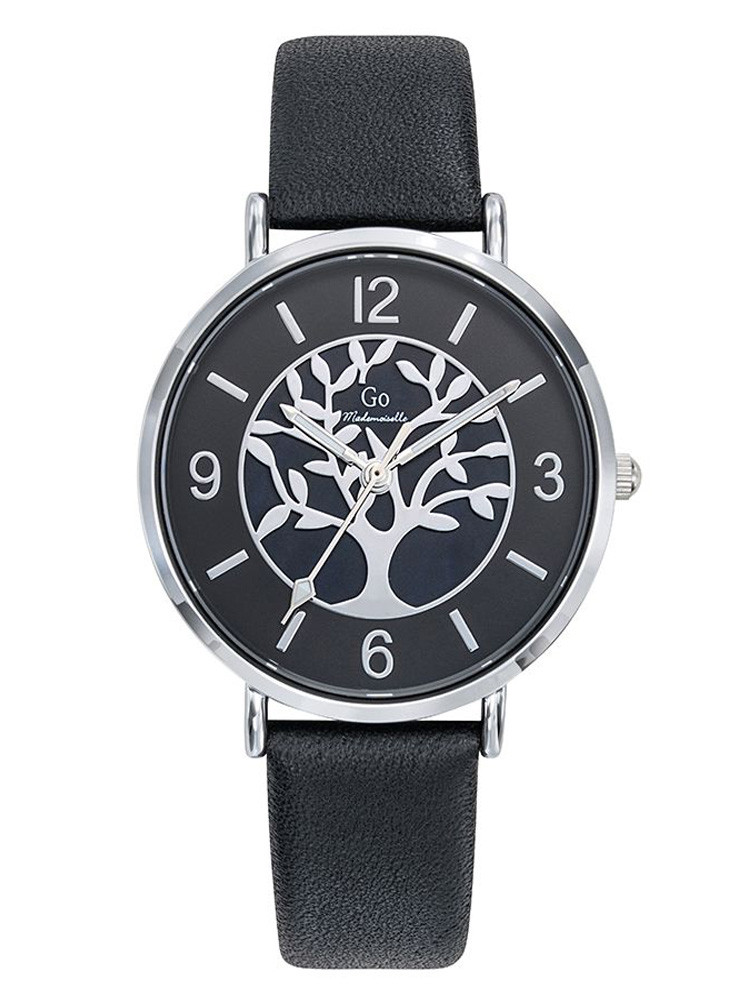 Montre femme Go cuir noir arbre de vie