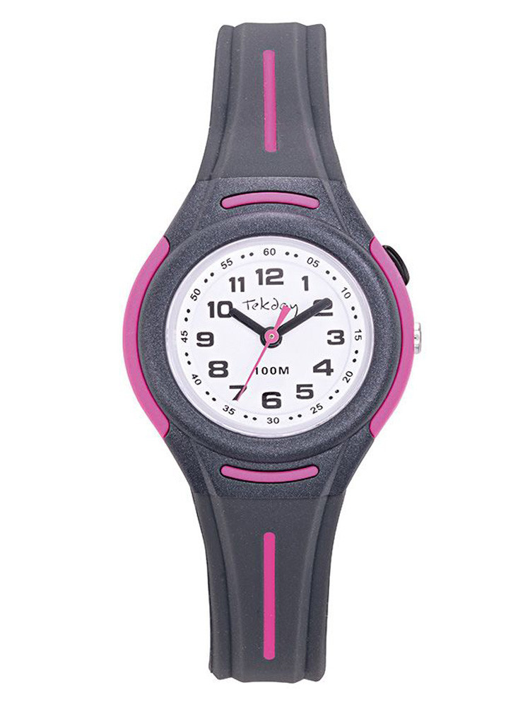 Montre enfant Tekday grise et rose