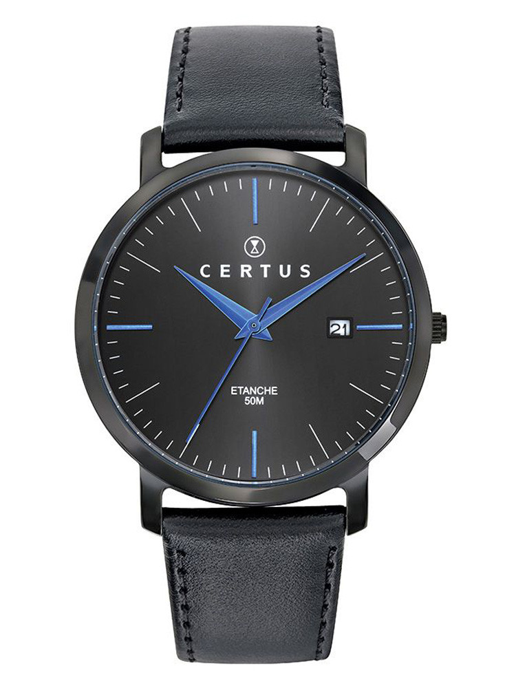 Montre homme Certus bracelet cuir noir 611190