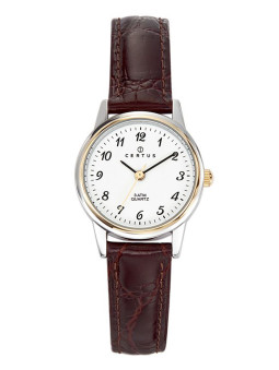 Montre Certus bicolore bracelet cuir marron