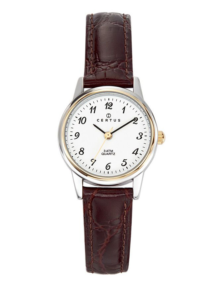 Montre Certus bicolore bracelet cuir marron