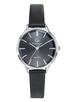 Montre femme Go bracelet cuir noir