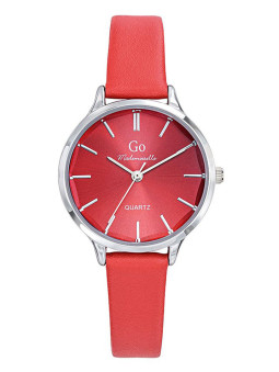 Montre femme Go bracelet cuir rouge