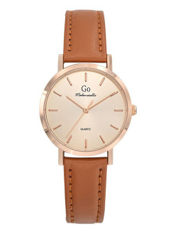Montre femme Go bracelet cuir gold cadran champagne