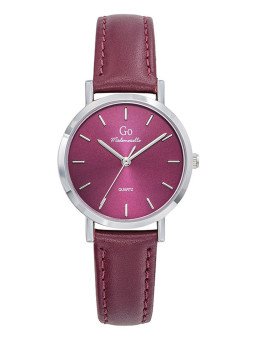 Montre femme Go bracelet cuir bordeau