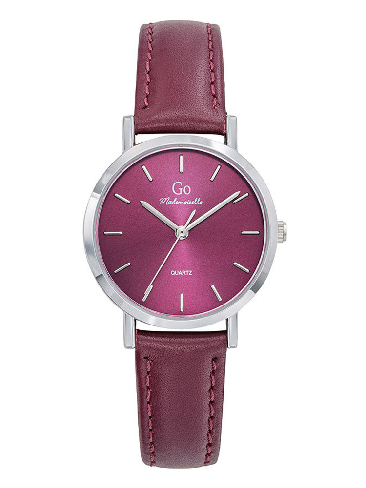 Montre femme Go bracelet cuir bordeau