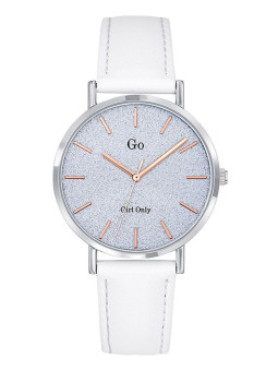 Montre Go Girl Only blanche bracelet cuir cadran pailleté