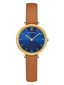 Montre femme bracelet cuir brun cadran bleu
