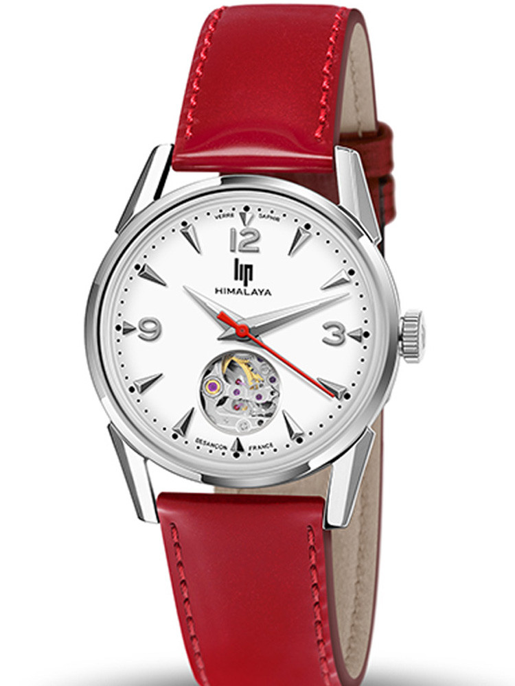 Montre femme LIP HIMALAYA coeur ouvert automatique cuir