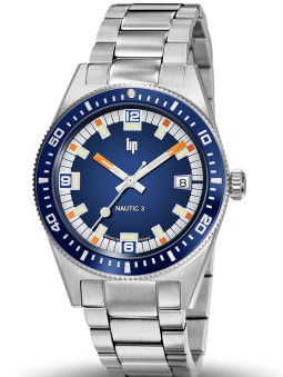 Montre homme LIP Nautic 3 automatique 671853 - Montre de plongée étanche avec cadran bleu