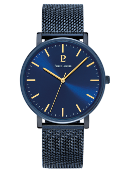 Montre homme Pierre Lannier bracelet milanais bleu index doré