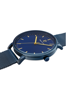 Montre homme Pierre Lannier bracelet milanais bleu index doré