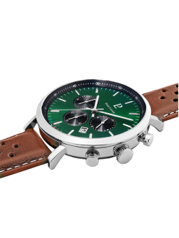 Montre chronographe cuir marron Pierre Lannier cadran vert