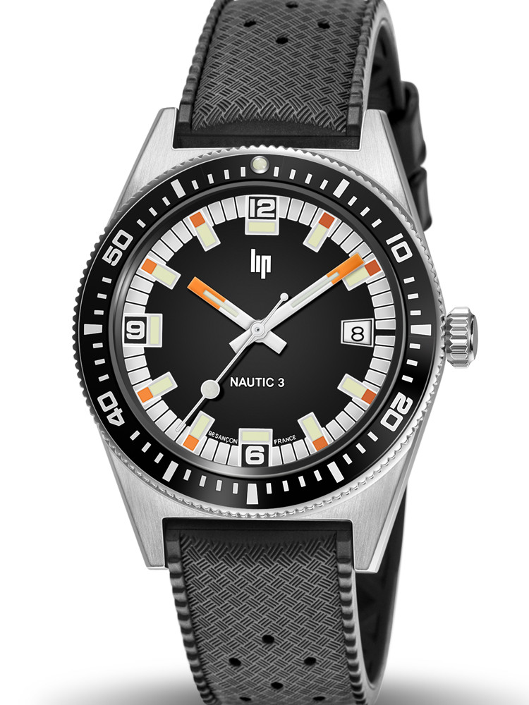 Montre homme LIP Nautic 3 automatique - Montre de plongée avec cadran noir