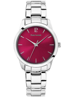 Montre femme Acier gris Pierre Lannier cadran framboise