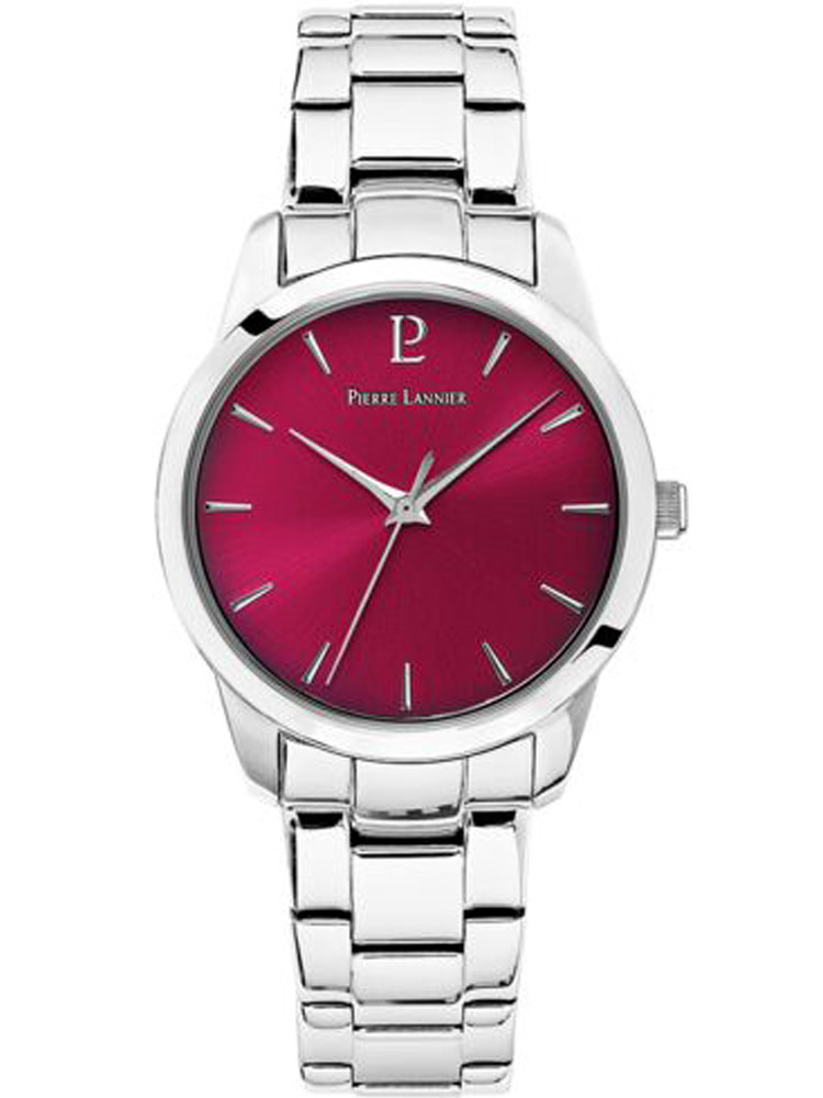 Montre femme Acier gris Pierre Lannier cadran framboise