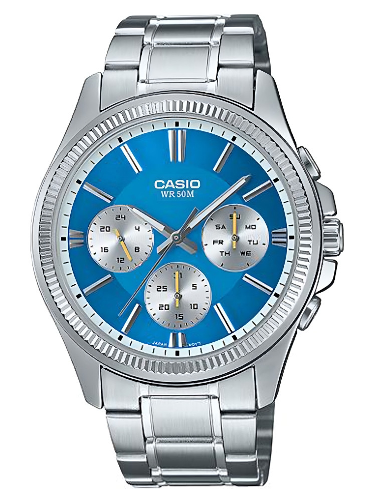 Montre calendrier jour et date 24H Casio bleu clair MTP-1375PD-2A2VEF - multifonctions