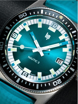 Montre automatique LIP Nautic 3 Océan - Montre de plongée étanche avec lunette tournante