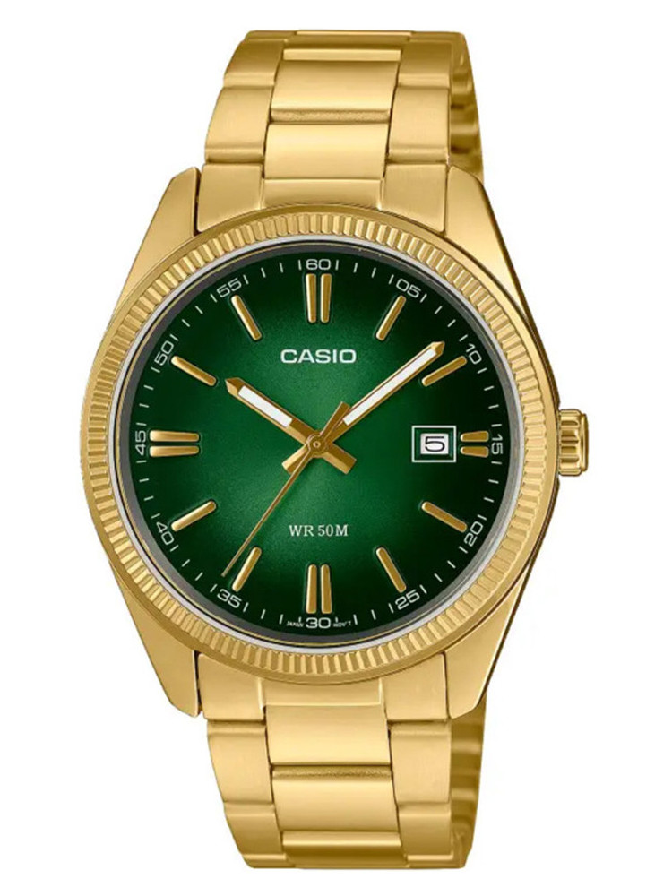 Montre homme Casio doré - Style classique avec mouvement quartz et cadran vert