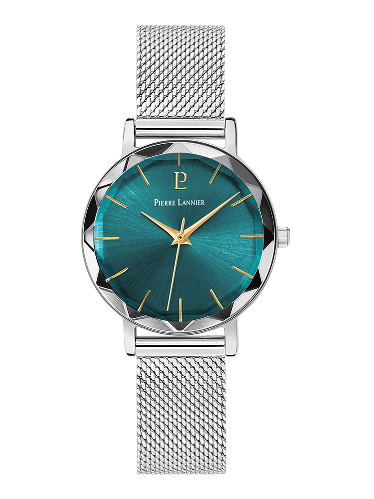 Montre femme Pierre Lannier Multiples cadran vert 009M671 - Style élégant, Bracelet maille milanaise - vue de face