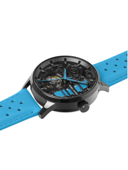 Montre automatique Pierre Lannier Paddock bleue clair 145G866 - Style sport automobile - vue de côté