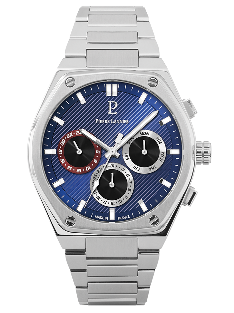 Montre homme multifonctions Pierre Lannier Copilote 230F161 - Style rétro vintage - vue de face