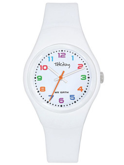 Montre blanche Tekday cadran chiffres colorés 654842