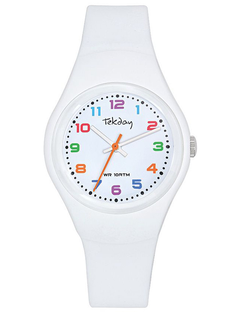 Montre blanche Tekday cadran chiffres colorés 654842