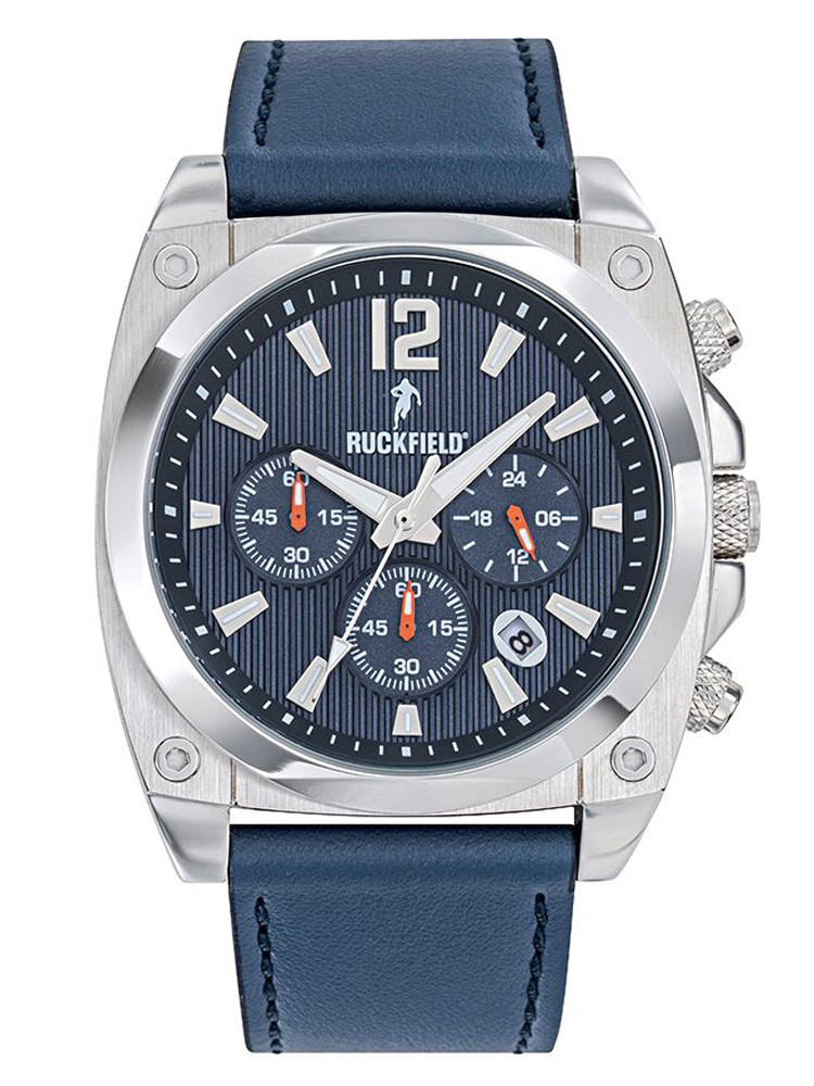Montre chronographe homme Ruckfield carrée bleue 685224 - Style sportif