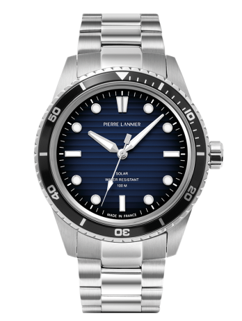 Montre solaire homme Pierre Lannier cadran bleu 244H161 - Style Nautique