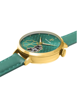 Montre femme trèfle Pierre Lannier verte 147K577 - Style moderne et chance. Vue de côté
