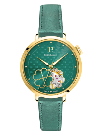 Montre femme trèfle Pierre Lannier verte 147K577 - Style moderne et chance