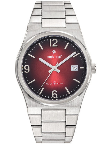 Montre homme acier Ruckfield cadran rouge et noir 685217 - Style classe