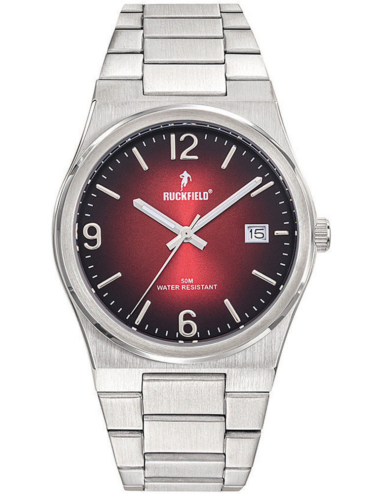 Montre homme acier Ruckfield cadran rouge et noir 685217 - Style classe