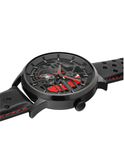 Montre automatique Pierre Lannier Paddock rouge 338A433 - style sport auto - vue de côté
