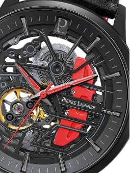Montre automatique Pierre Lannier Paddock rouge 338A433 - style sport auto - vue rapprochée