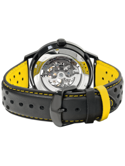Montre automatique Pierre Lannier Paddock jaune 338A443 - style sport auto - vue de dos