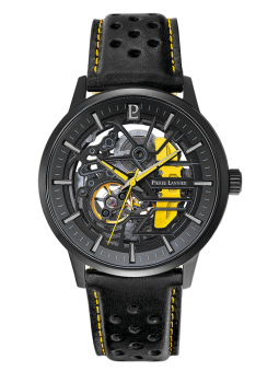 Montre automatique Pierre Lannier Paddock jaune 338A443 - style sport auto - vue de face