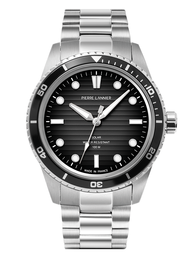 Montre homme solaire Pierre Lannier 244H131 - style plongée