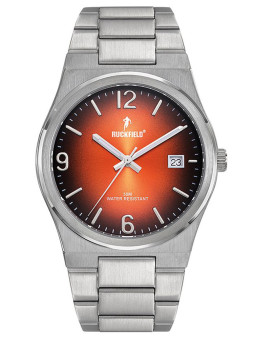 Montre acier homme Ruckfield cadran orange et noir 685218 - style sport