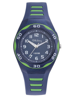 Montre enfant Tekday bleue et verte 654932 - style sport