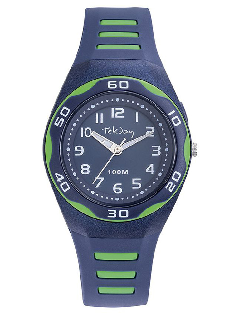 Montre enfant Tekday bleue et verte 654932 - style sport