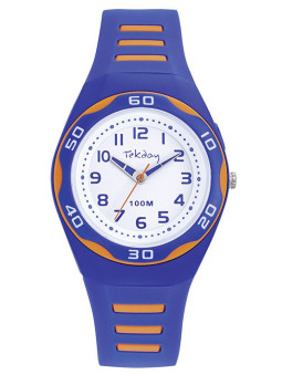 Montre enfant Tekday bleue et orange 654934 - style sport