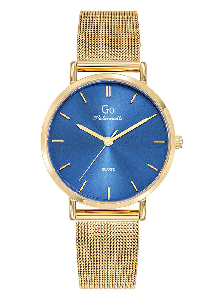 Montre dorée femme cadran bleu 695621 - style chic et classique