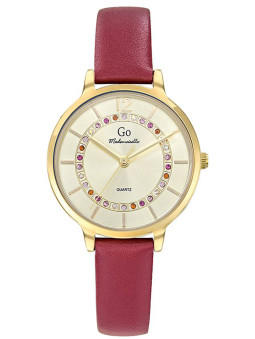 Montre femme Go bracelet cuir bordeaux 699545 - style empierré