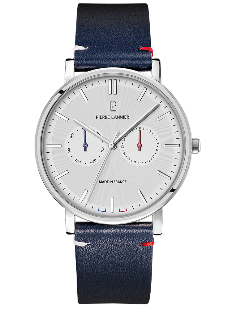 Montre homme Pierre Lannier jour date cadran blanc 206J106 - style classique