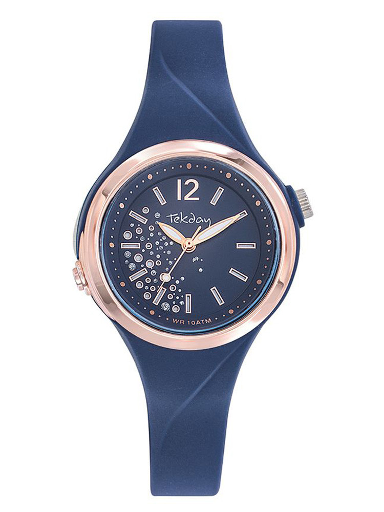 Montre enfant Tekday bleue strass 654941 - style élégant